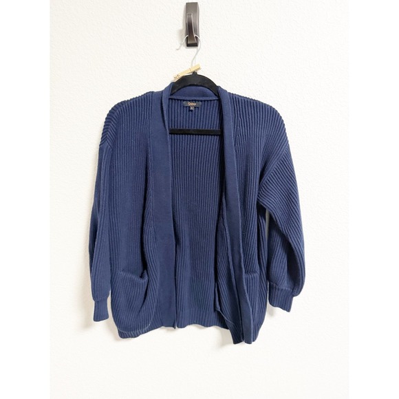 Quince Sweaters - Quince Womens 100% Organic Cotton Oversized Cardigan Open Front‎ Navy Small